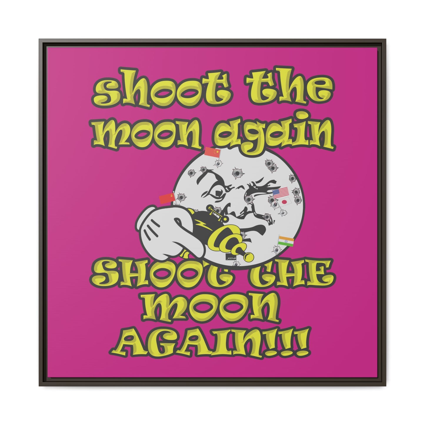 shoot the moon again - framed canvas art (pink)