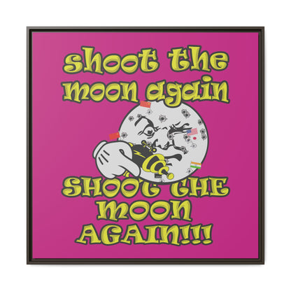 shoot the moon again - framed canvas art (pink)