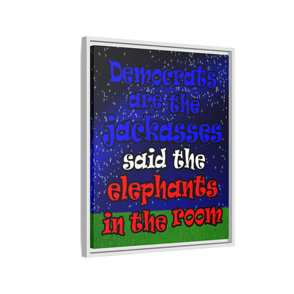 donkeys and elephants - framed canvas art ('snoops' background)