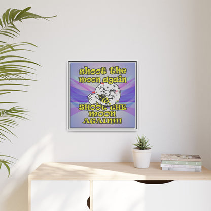 shoot the moon again - framed canvas art (light blue-pink wave)