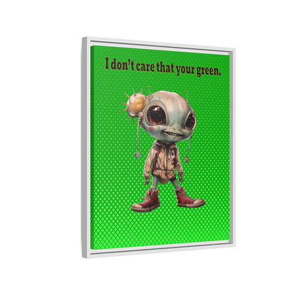 I don't care that your green - framed canvas art (logo green)