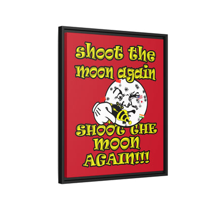 shoot the moon again - framed canvas art (dark red)