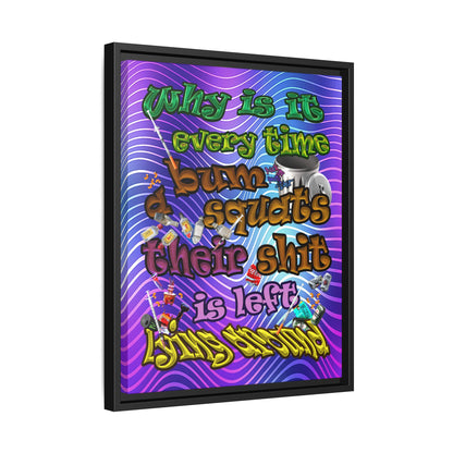 the bum's shit - framed canvas art (purple wave)