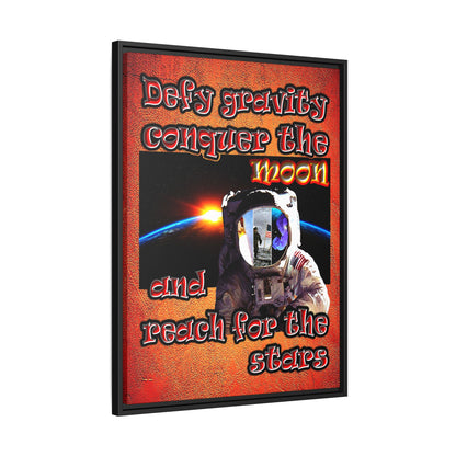 defy conquer reach - framed canvas art (burnt orange)