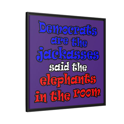 donkeys and elephants - framed canvas art (purple)