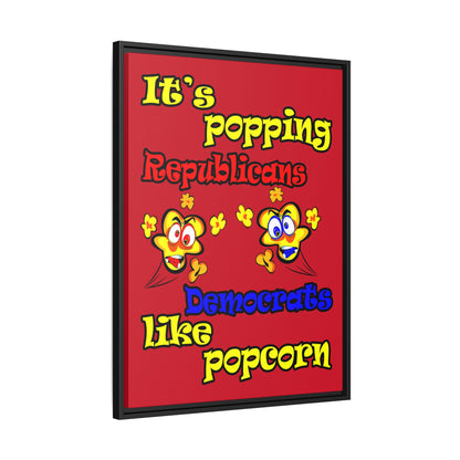 popping like popcorn - framed canvas art (dark red)