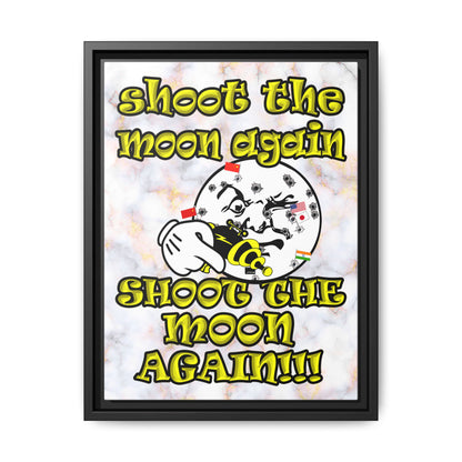 shoot the moon again - framed canvas art (white marble)