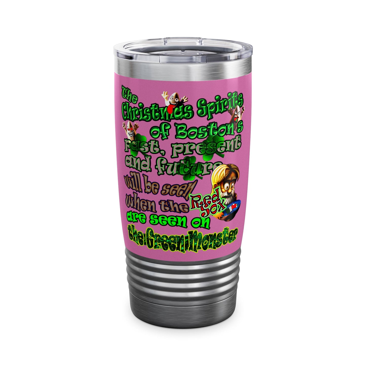 christmas spirits of boston - Ringneck Tumbler, 20oz (light pink)