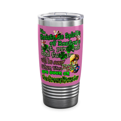 christmas spirits of boston - Ringneck Tumbler, 20oz (light pink)