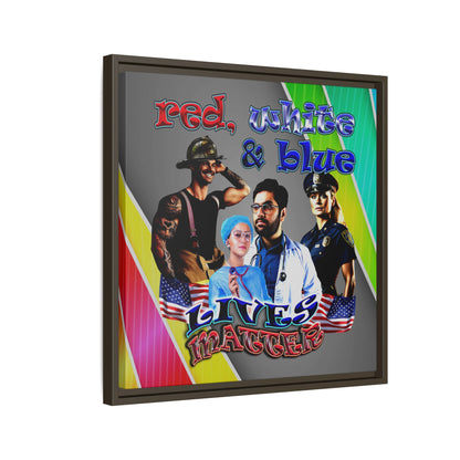 rw&b lives matter - framed canvas art (rainbow split)