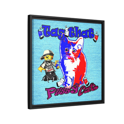 tag that - framed canvas art (faded blue)