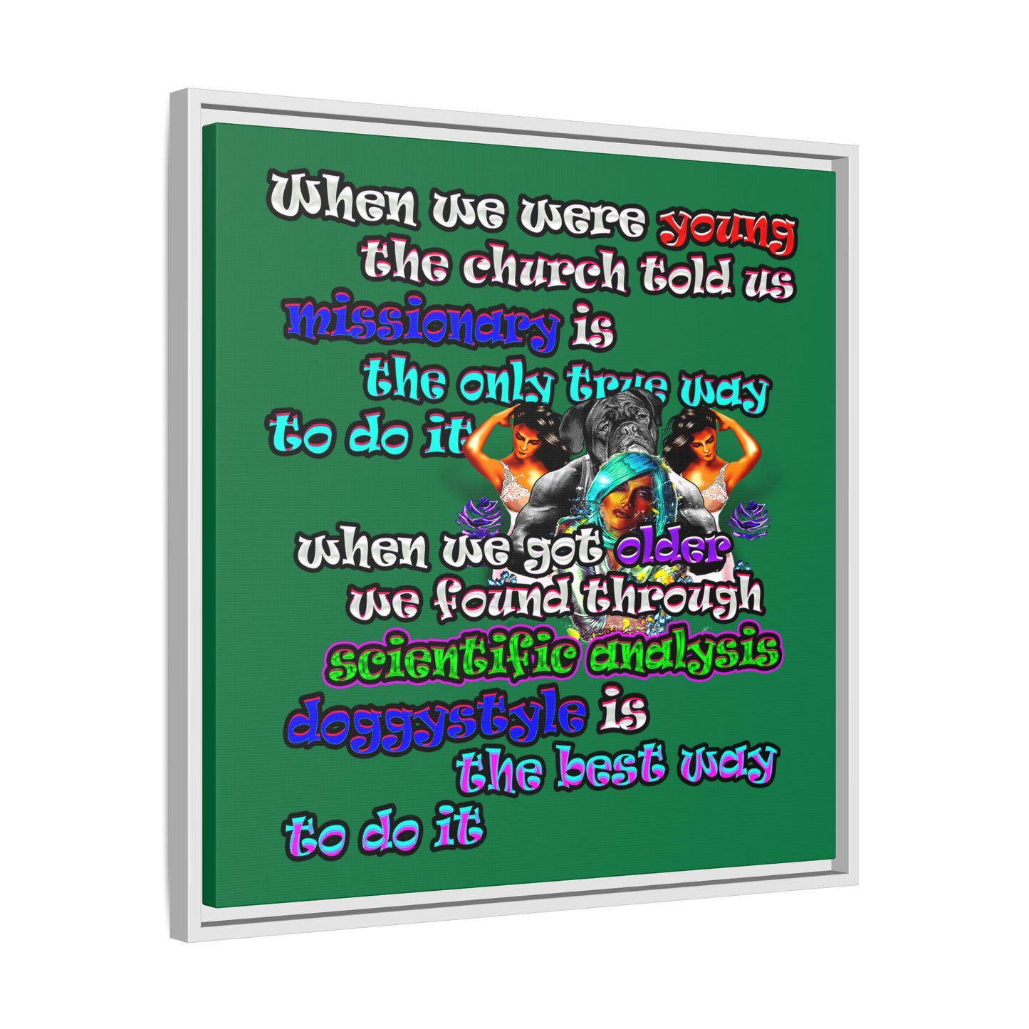 doggystyle - framed canvas art (dark green)