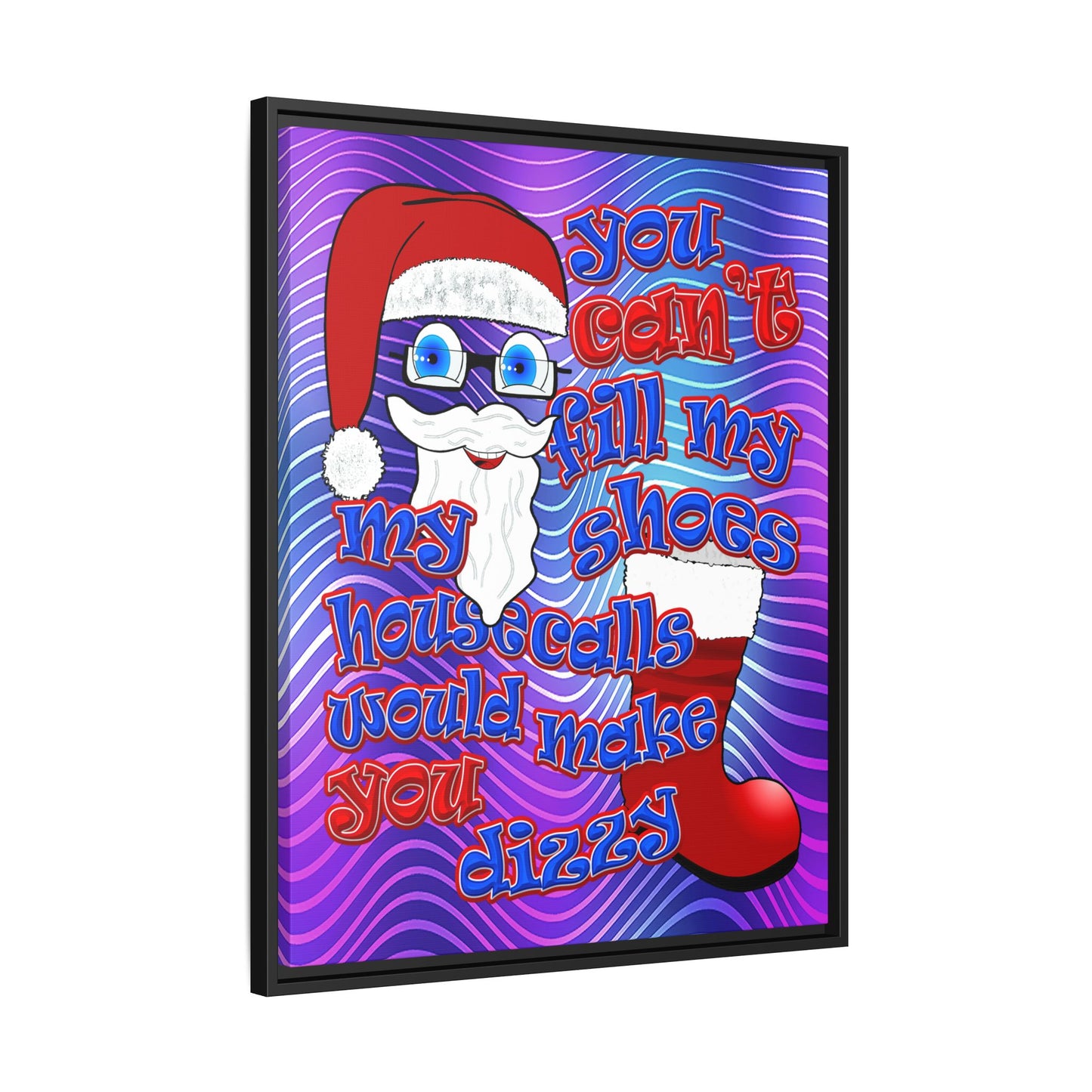 santa's shoes - framed canvas art (purple wave)