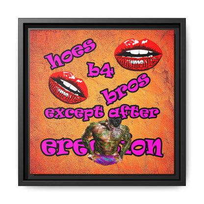 hoes b4 bros - framed canvas art (burnt orange)