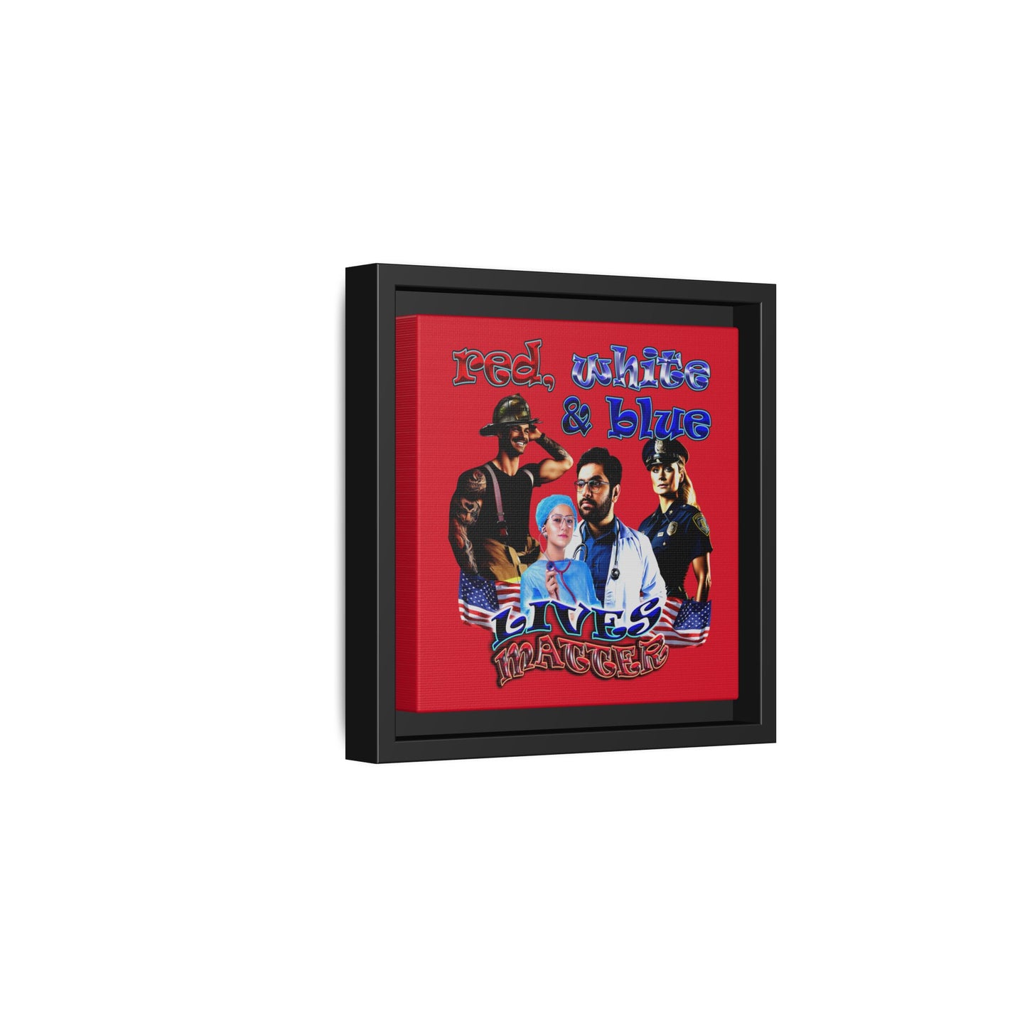 rw&b lives matter - framed canvas art (dark red)