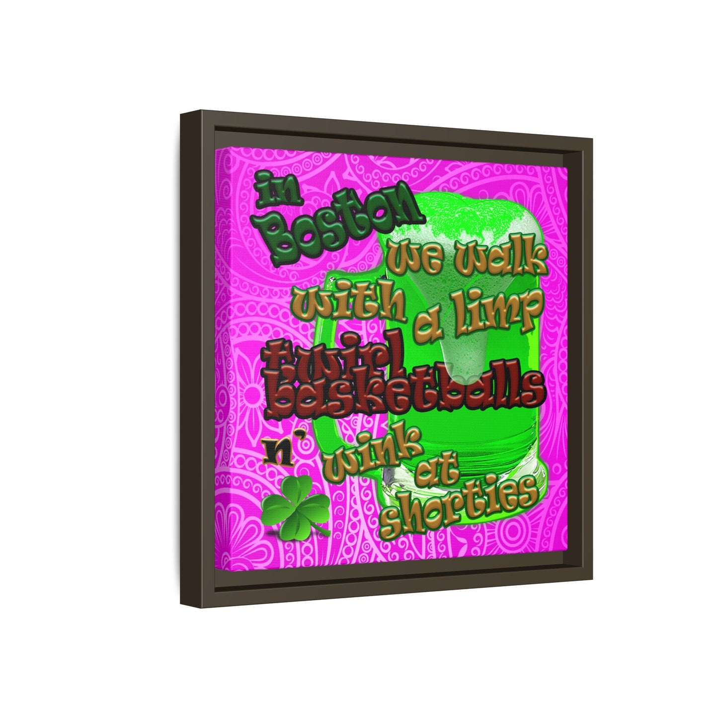 celtics logo - framed canvas art (pink swirl)
