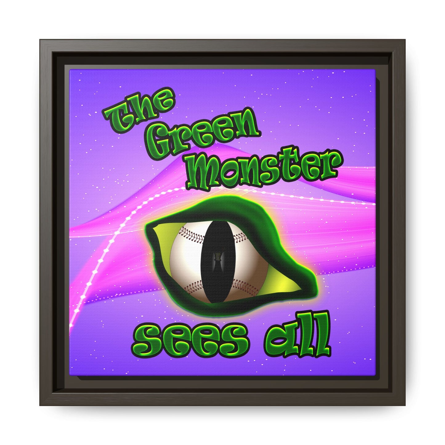green monster - framed canvas art (purple-pink wave)