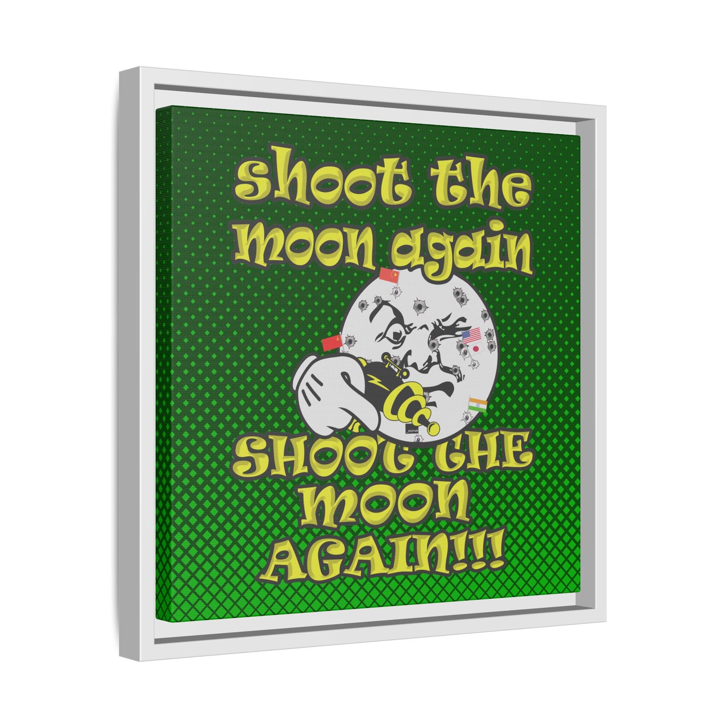 shoot the moon again - framed canvas art (logo green)