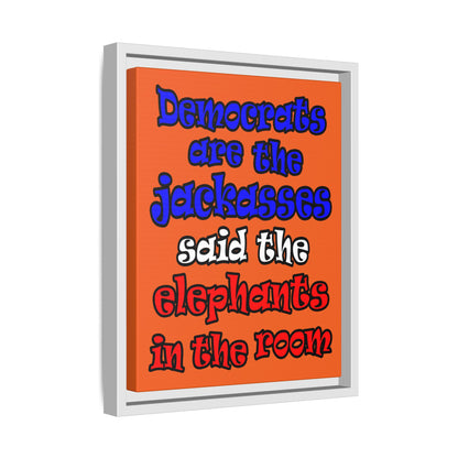 donkeys and elephants - framed canvas art (orange)