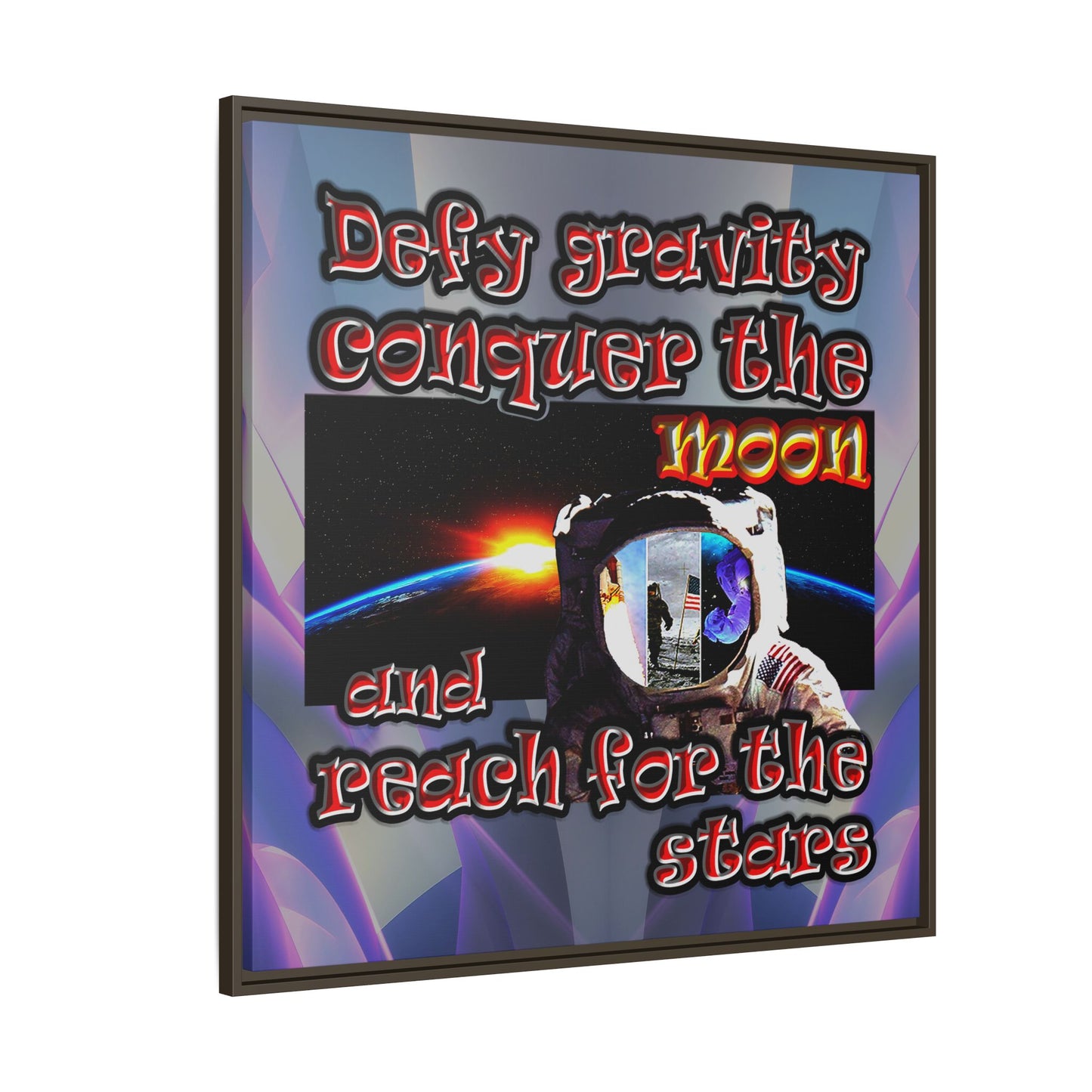 defy conquer reach - framed canvas art (grey-pink wave)