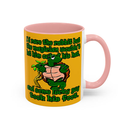 turtle race - Accent Mug (yellow)