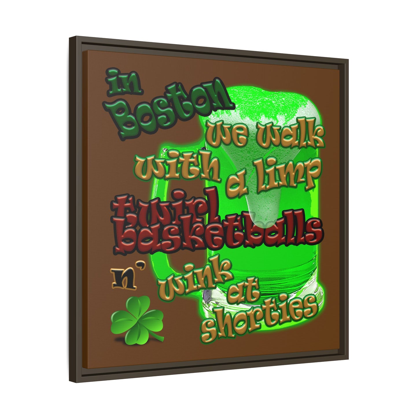 celtics logo - framed canvas art (brown)