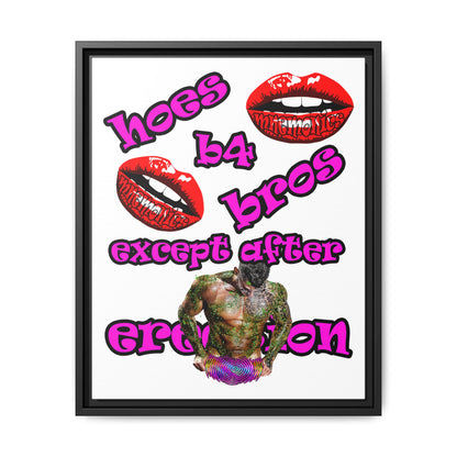 hoes b4 bros - framed canvas art (white)