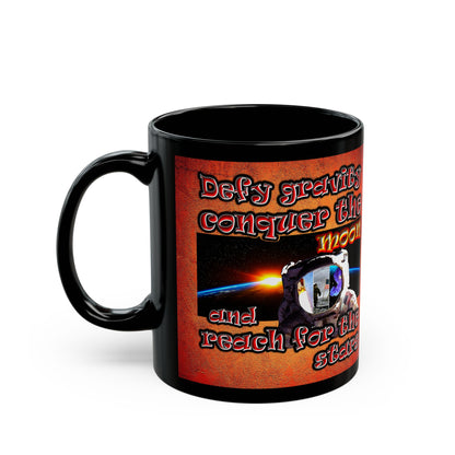 defy conquer reach - Black Mug (burnt orange)