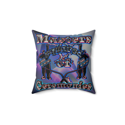 em cee squared - Faux Suede Square Pillow - (grey-pink wave)