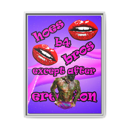 hoes b4 bros - framed canvas art (purple-pink wave)