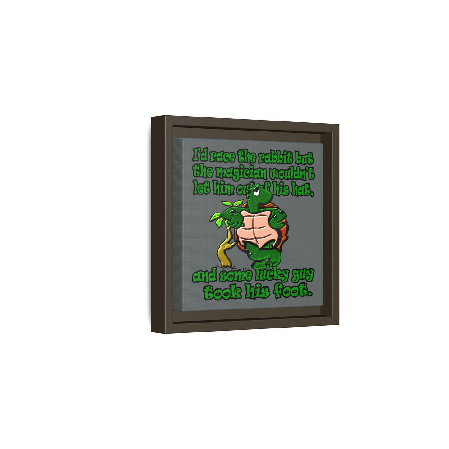 turtle race - framed canvas art (dark grey)