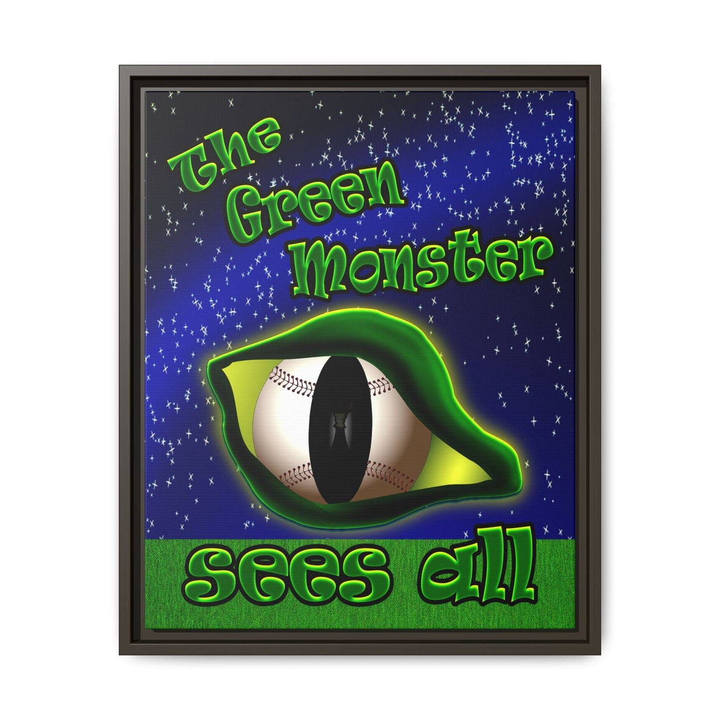 green monster - framed canvas art ('snoops' background)