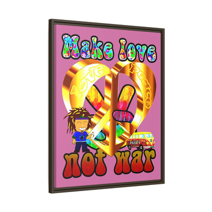 love peace - framed canvas art (light pink)