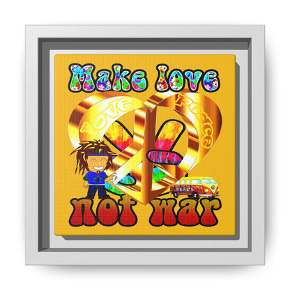 love peace - framed canvas art (yellow)