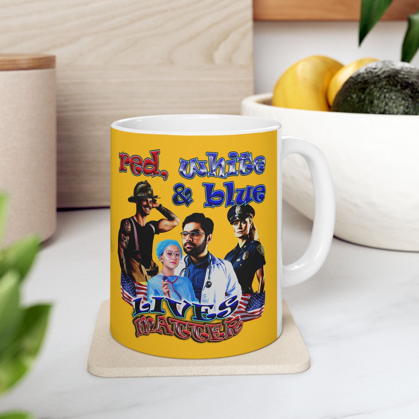 rw&b lives matter - White Mug (yellow)