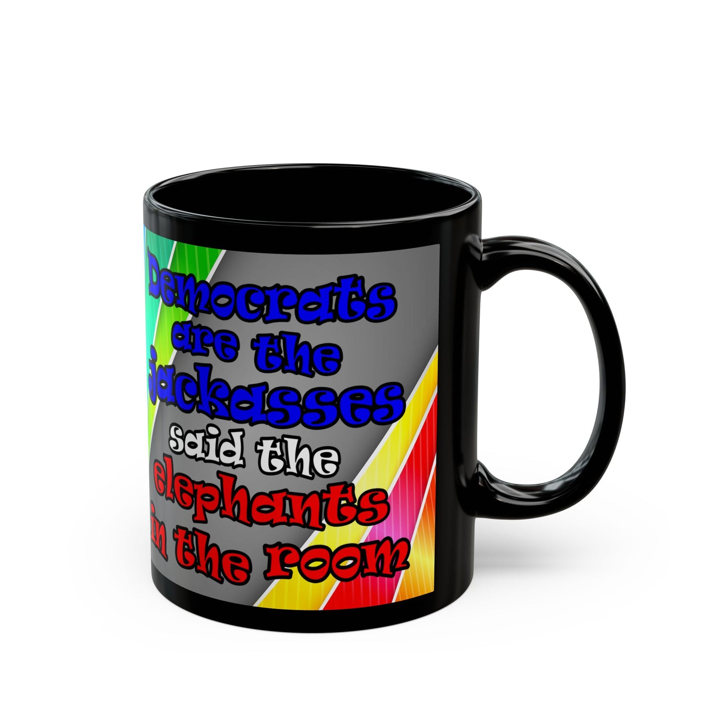 donkeys and elephants - Black Mug (rainbow split)
