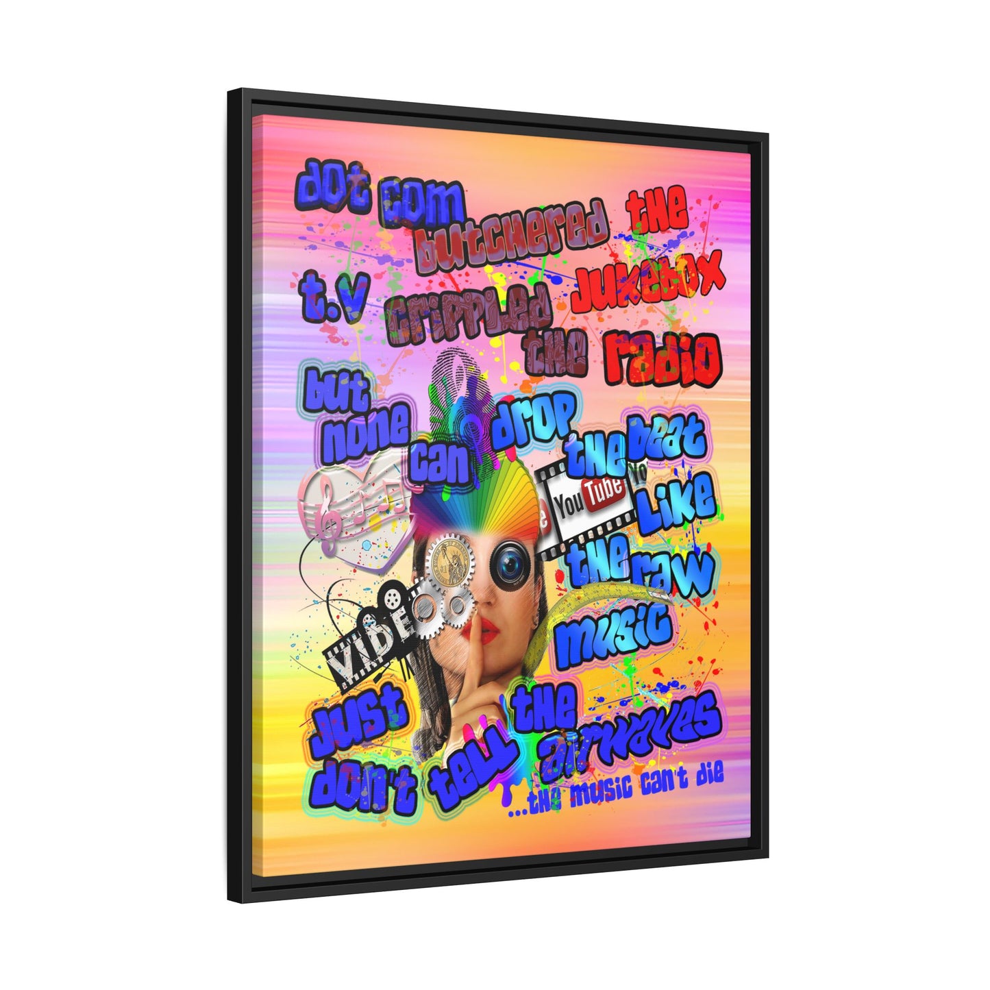 drop the beat - framed canvas art (color blur)
