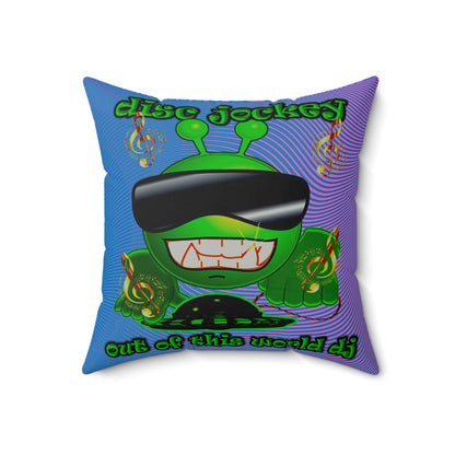 disc jockey - Faux Suede Square Pillow - (light blue-purple wave)