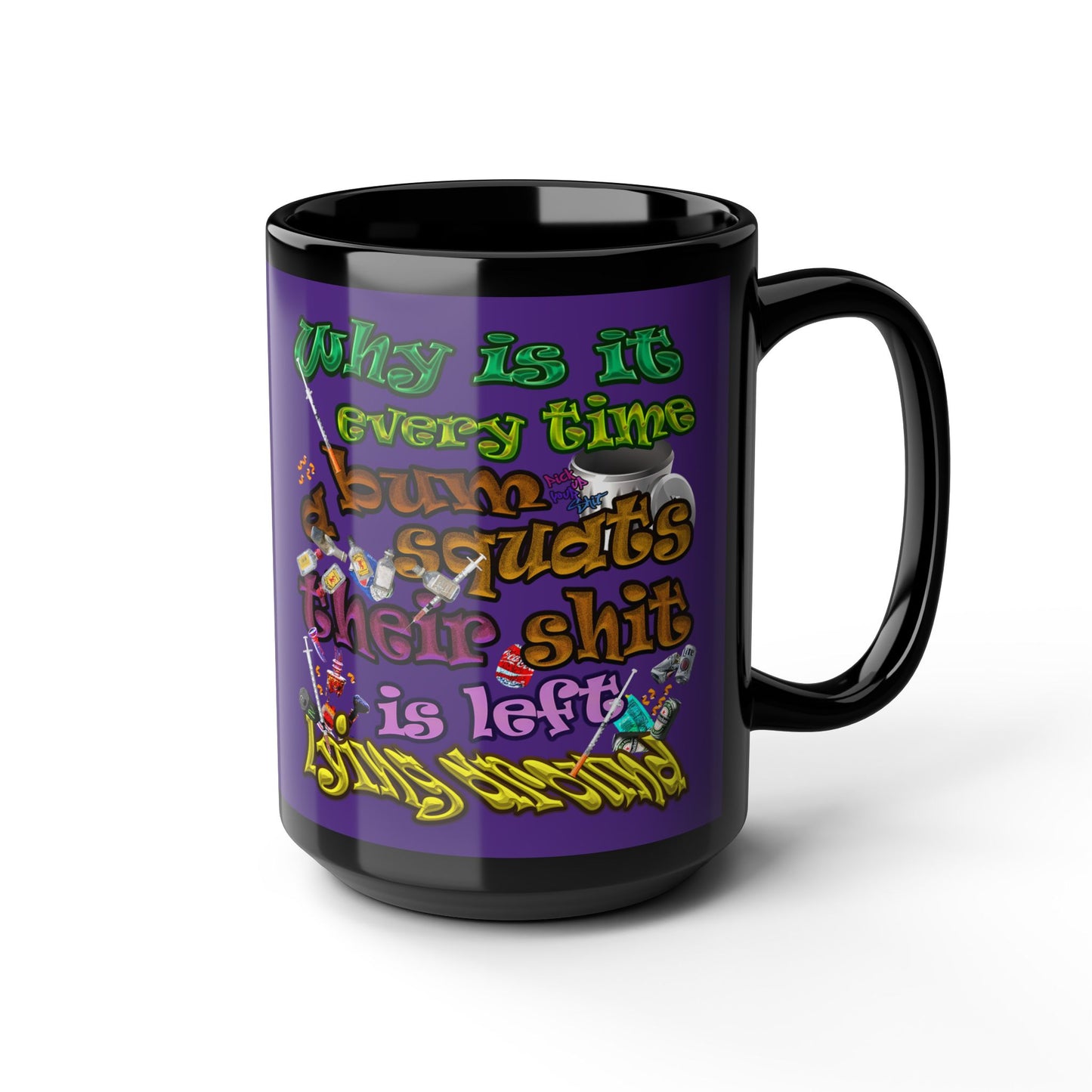 the bum's shit - Black Mug (purple)