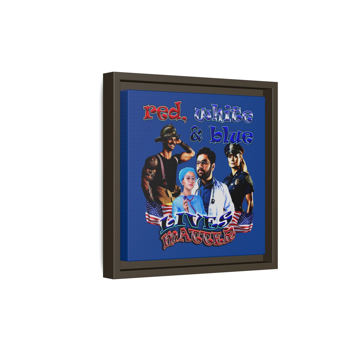 rw&b lives matter - framed canvas art (dark blue)