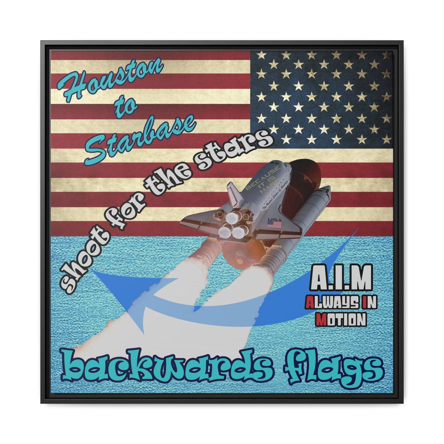 shoot for the stars - framed canvas art (faded blue)