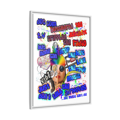 drop the beat - framed canvas art (white)