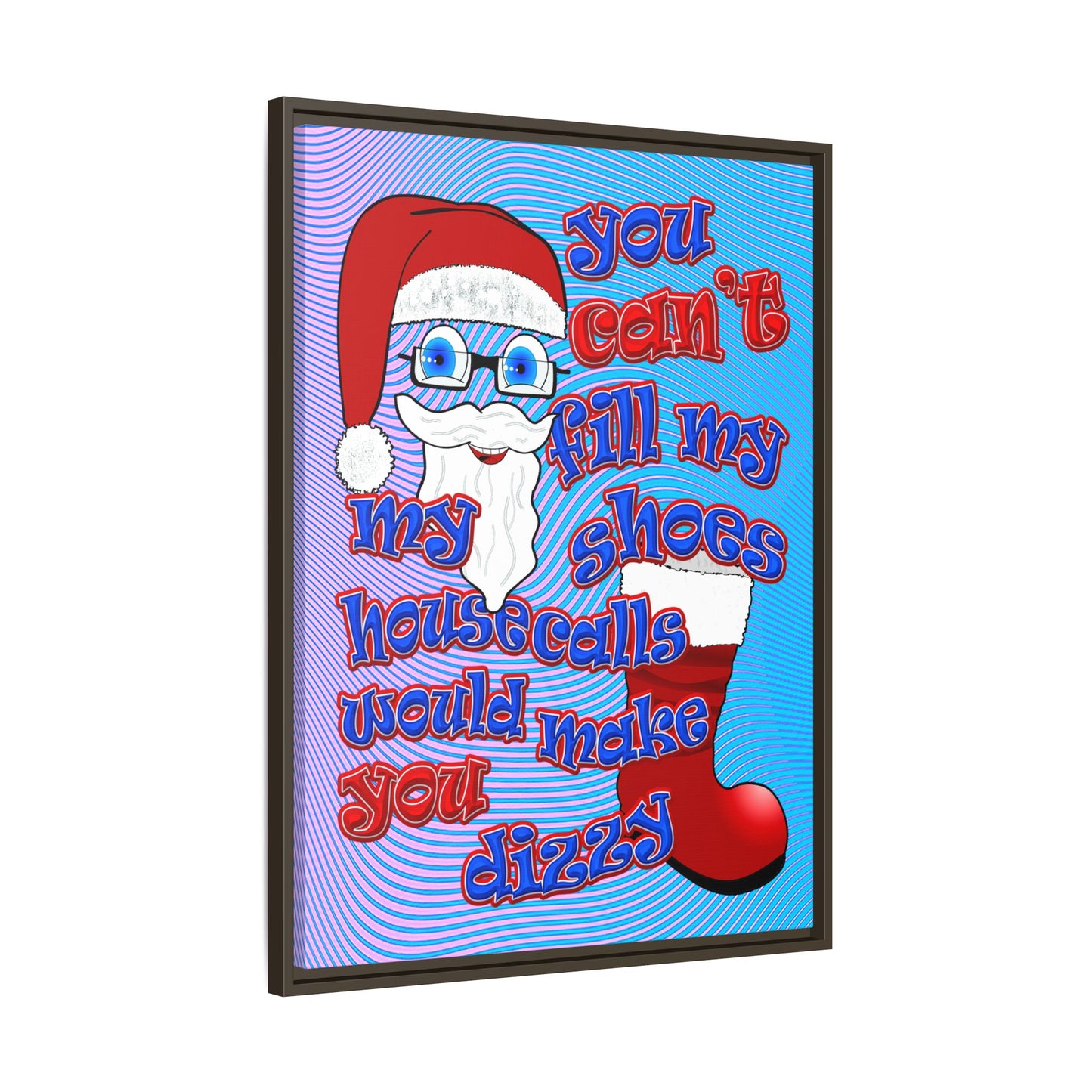 santa's shoes - framed canvas art (light blue-purple wave)