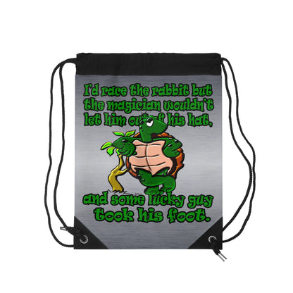 turtle race - Drawstring Bag (brushed nickel)