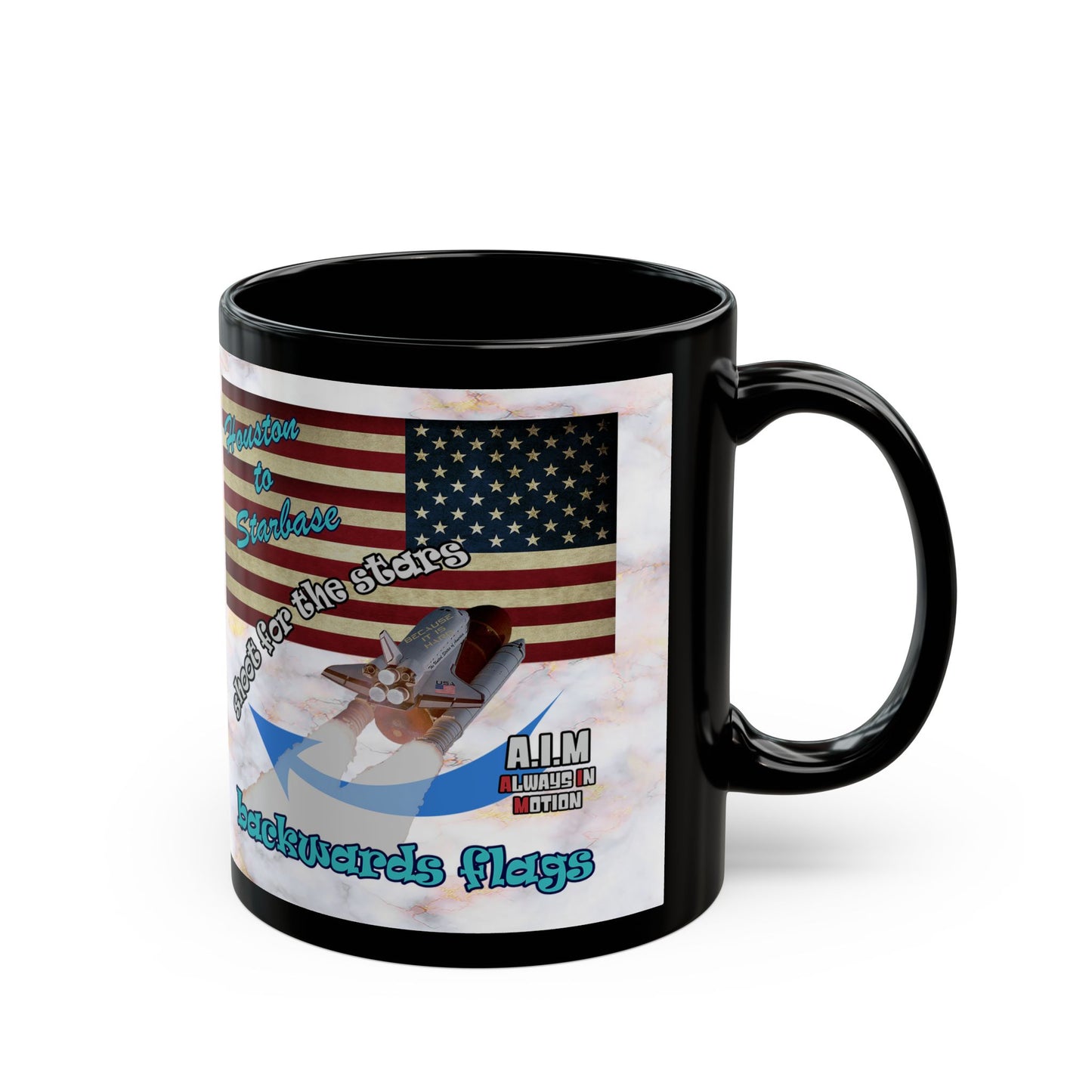 shoot for the stars - Black Mug (white marble)