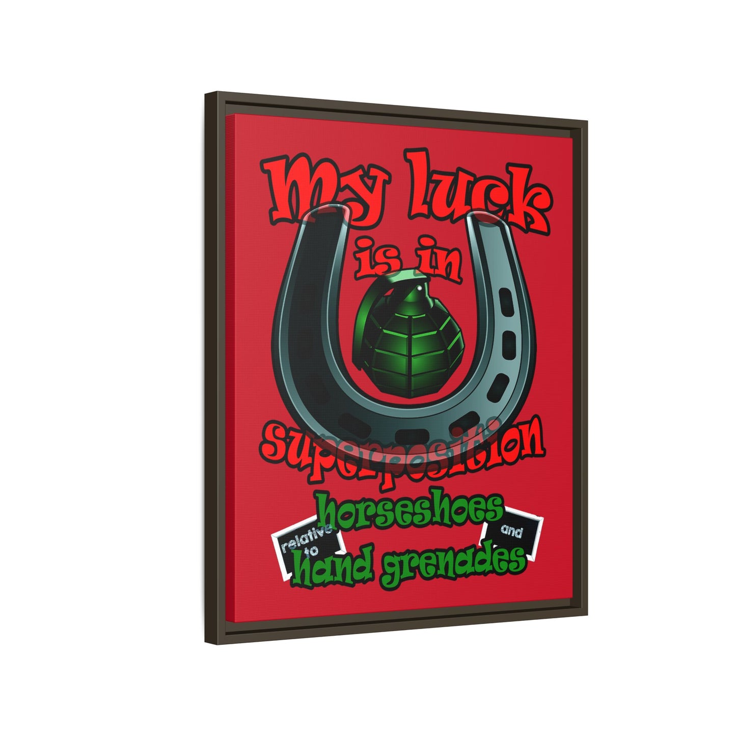 my luck - framed canvas art (dark red)
