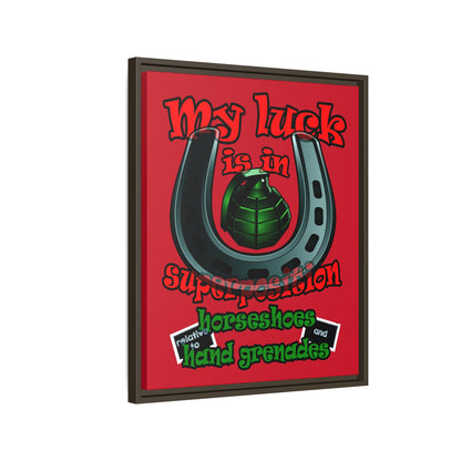 my luck - framed canvas art (dark red)