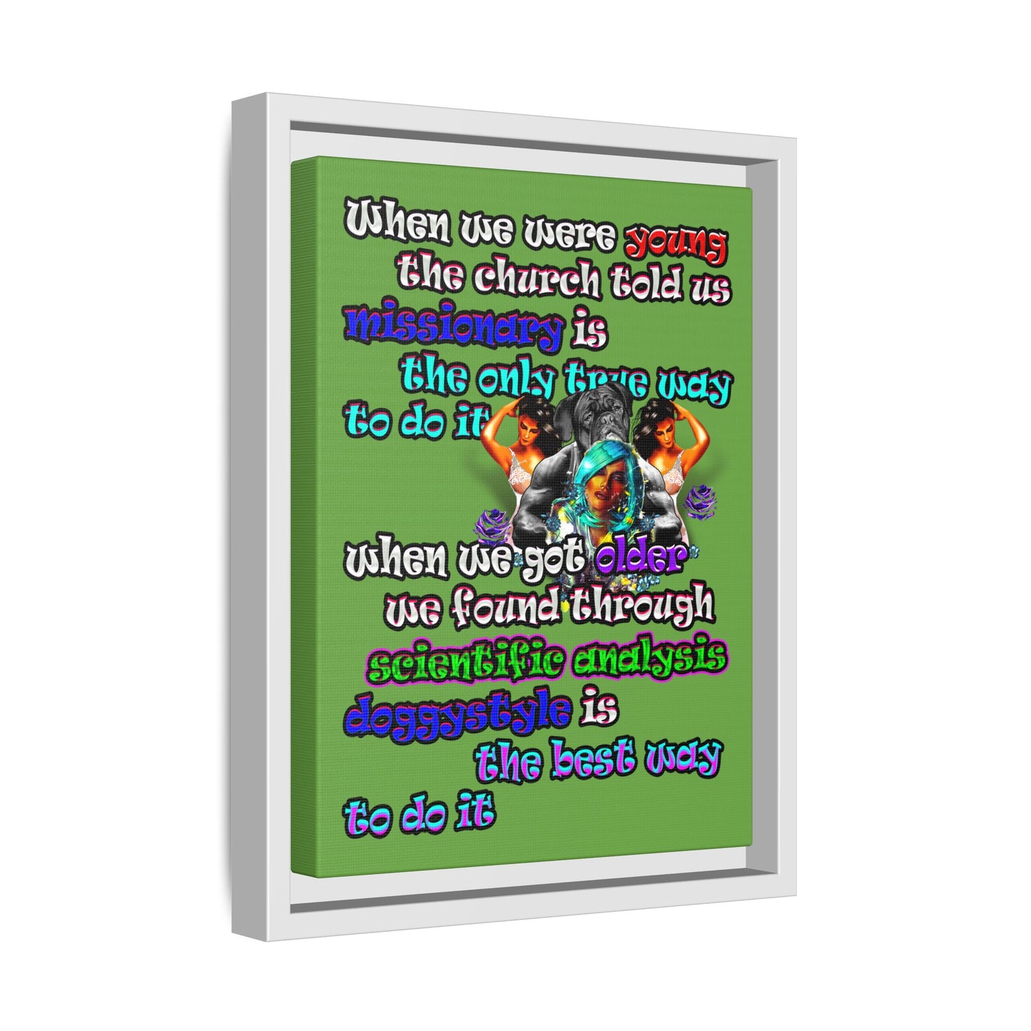 doggystyle - framed canvas art (green)