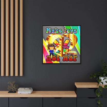 love peace - framed canvas art (rainbow split)