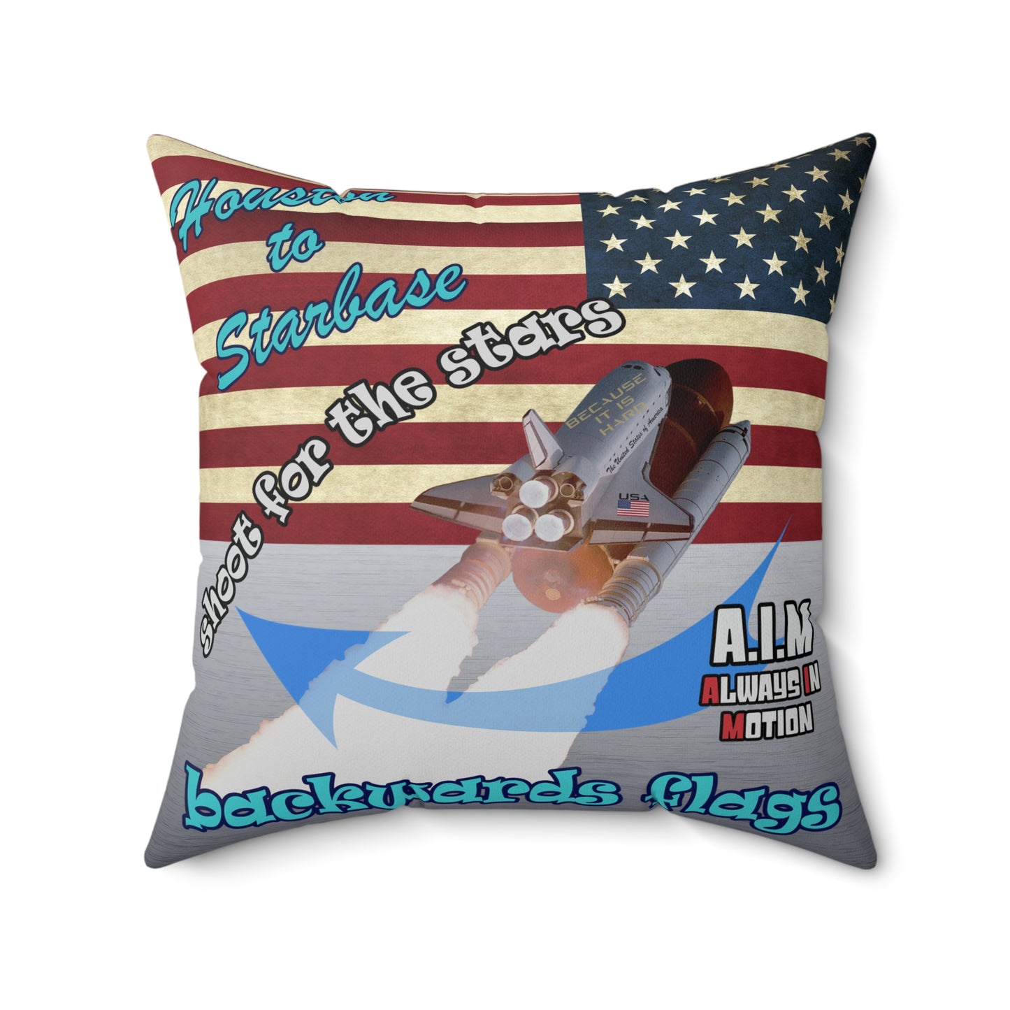 shoot for the stars - Spun Polyester Square Pillow - (brushed nickel)